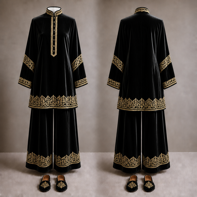 Make this in black
edit the attached fashion design with these instructions: Make this in black. keep it photorealistic, just the design no text