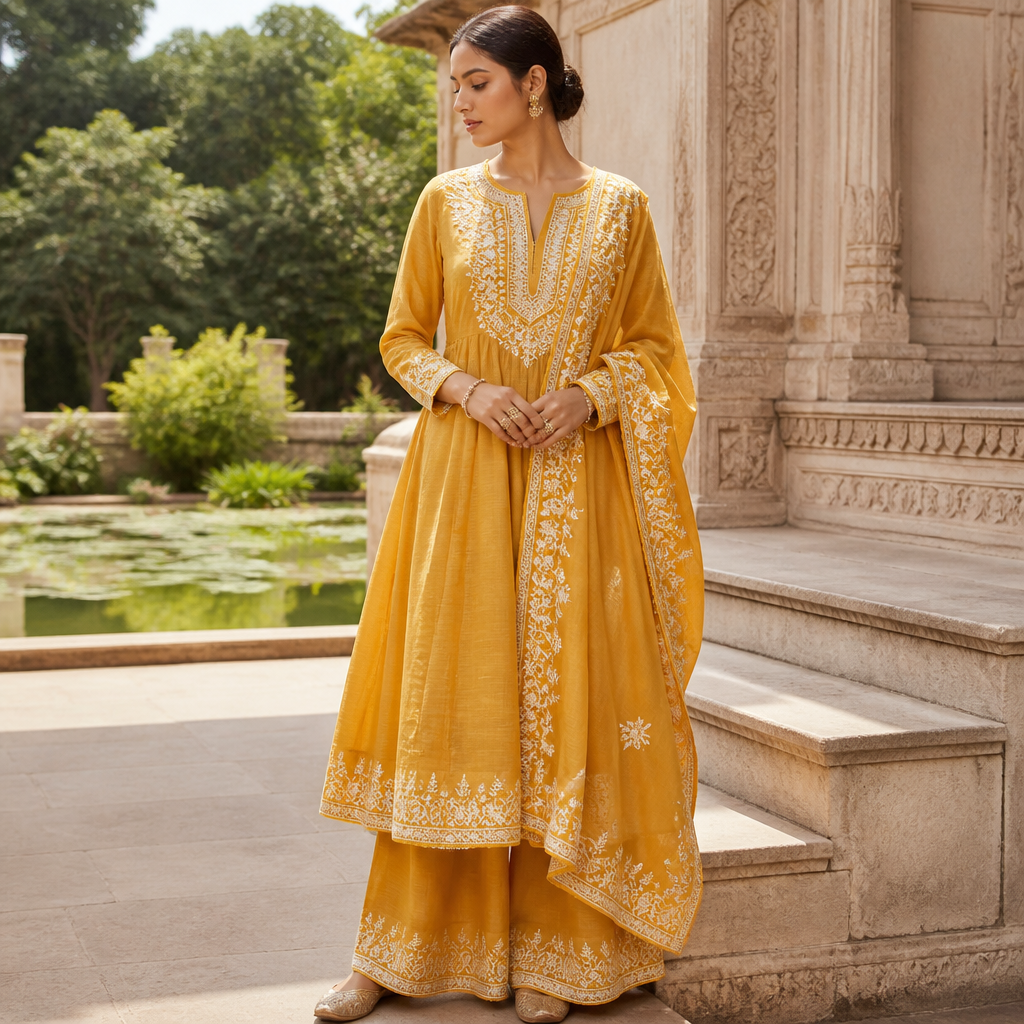A Female Dress design, suitable for Summer. Consider Indian fashion aesthetics — consider saree, lehenga, salwar kameez, kurti, anarkali; local fabrics like chanderi, banarasi, chikankari, block prints; vibrant colors and rich embroidery. Current season is Summer in India.
photorealistic fashion design, A Female Dress design, suitable for Summer. Consider Indian fashion aesthetics — consider saree, lehenga, salwar kameez, kurti, anarkali; local fabrics like chanderi, banarasi, chikankari, block prints; vibrant colors and rich embroidery. Current season is Summer in India., just the design no text
