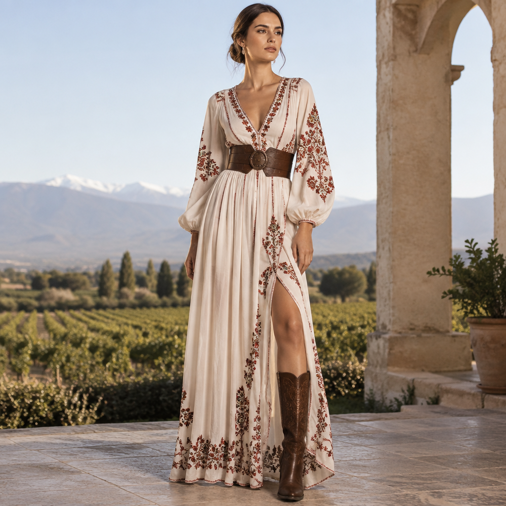 A Female Dress design, suitable for Spring. Consider Argentinian fashion — gaucho-inspired, European elegance, tango-influenced evening wear, leather craftsmanship. Current season is Spring in Argentina. Present it as professional fashion catalogue photography: the garment is the subject, shown full-length with editorial styling, neutral posing and tasteful, non-suggestive framing.
photorealistic fashion design, A Female Dress design, suitable for Spring. Consider Argentinian fashion — gaucho-inspired, European elegance, tango-influenced evening wear, leather craftsmanship. Current season is Spring in Argentina. Present it as professional fashion catalogue photography: the garment is the subject, shown full-length with editorial styling, neutral posing and tasteful, non-suggestive framing., just the design no text
