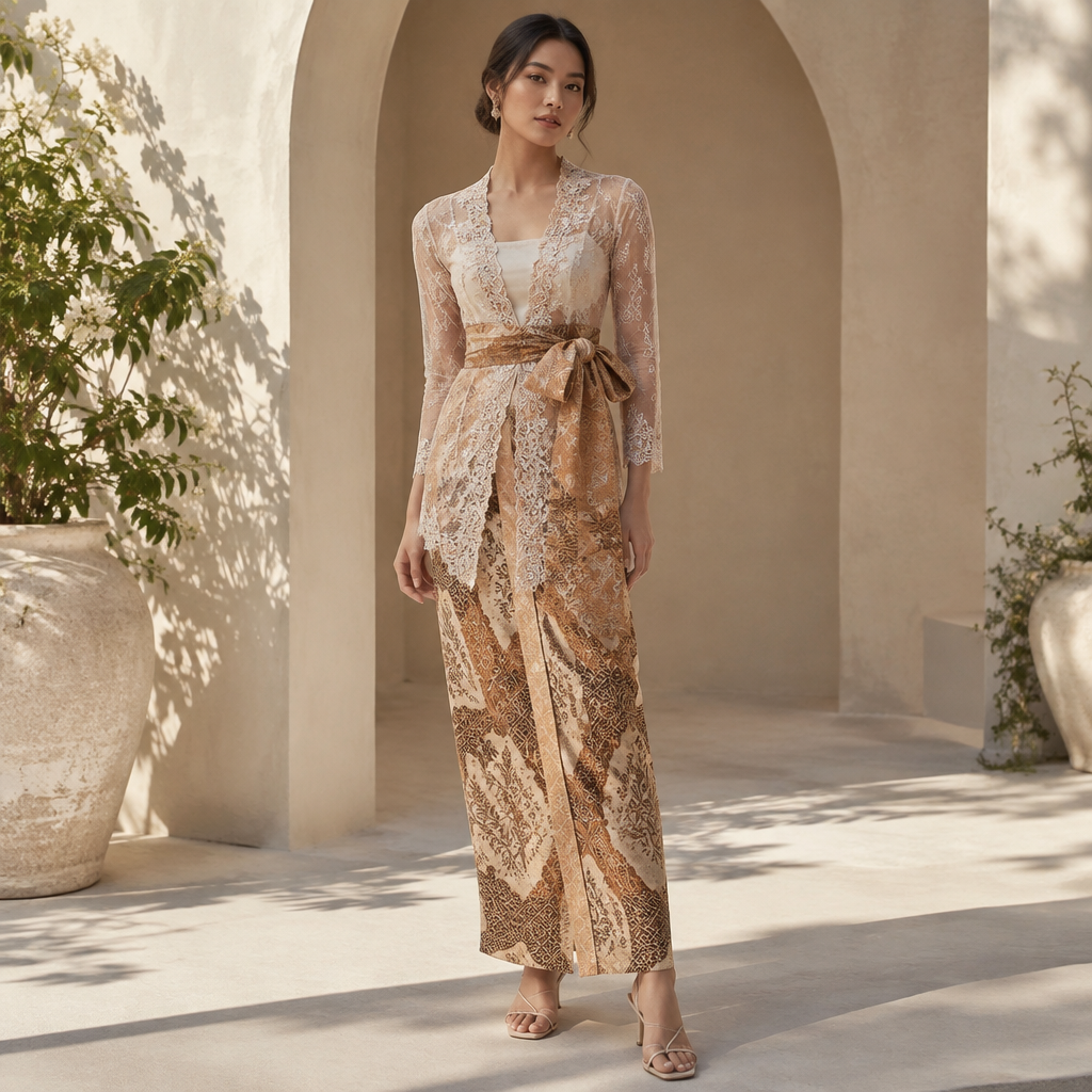 A Female Dress design, suitable for Summer. Consider Indonesian fashion — batik, kebaya, modest fashion innovation, tropical resort wear. Present it as professional fashion catalogue photography: the garment is the subject, shown full-length with editorial styling, neutral posing and tasteful, non-suggestive framing.
photorealistic fashion design, A Female Dress design, suitable for Summer. Consider Indonesian fashion — batik, kebaya, modest fashion innovation, tropical resort wear. Present it as professional fashion catalogue photography: the garment is the subject, shown full-length with editorial styling, neutral posing and tasteful, non-suggestive framing., just the design no text