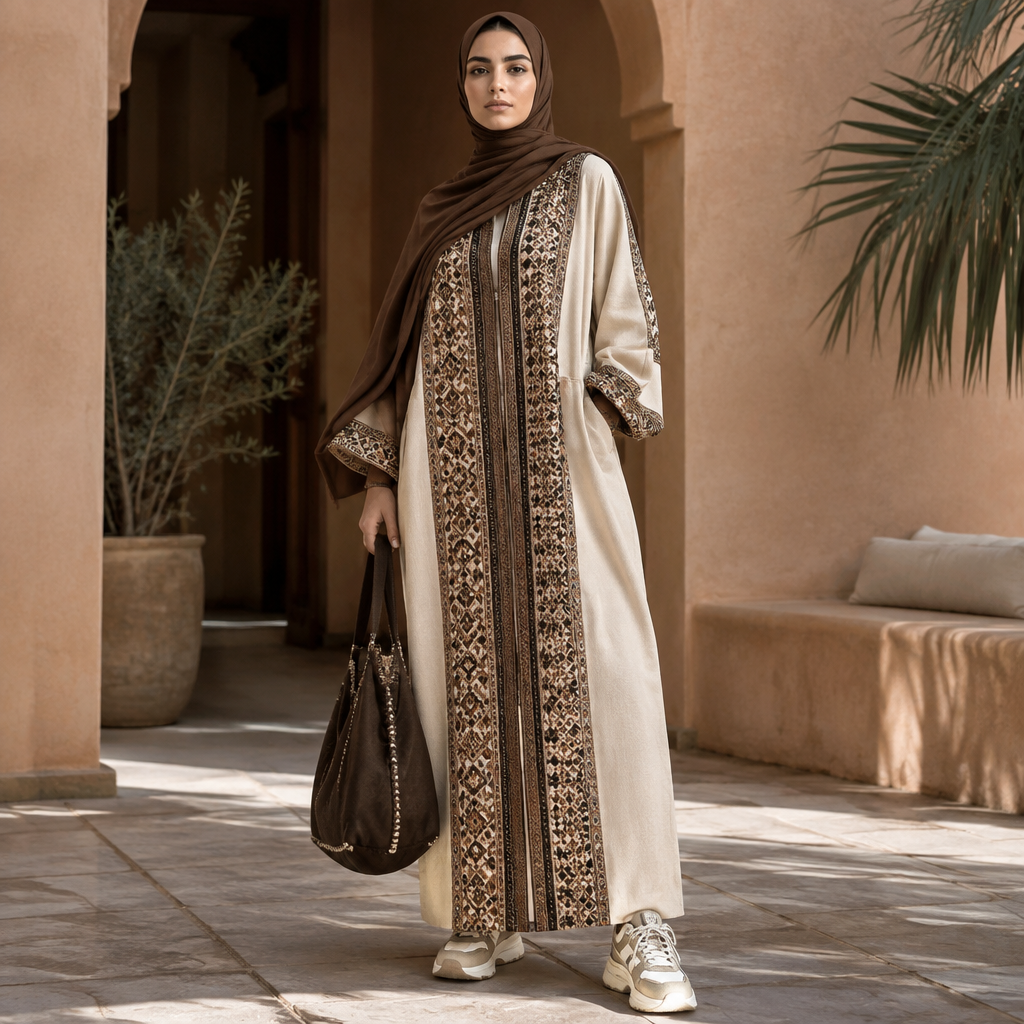 A Female Dress design, suitable for Fall, in Streetwear style. Morocco fashion aesthetics. Present it as professional fashion catalogue photography: the garment is the subject, shown full-length with editorial styling, neutral posing and tasteful, non-suggestive framing.
photorealistic fashion design, A Female Dress design, suitable for Fall, in Streetwear style. Morocco fashion aesthetics. Present it as professional fashion catalogue photography: the garment is the subject, shown full-length with editorial styling, neutral posing and tasteful, non-suggestive framing., streetwear style, just the design no text