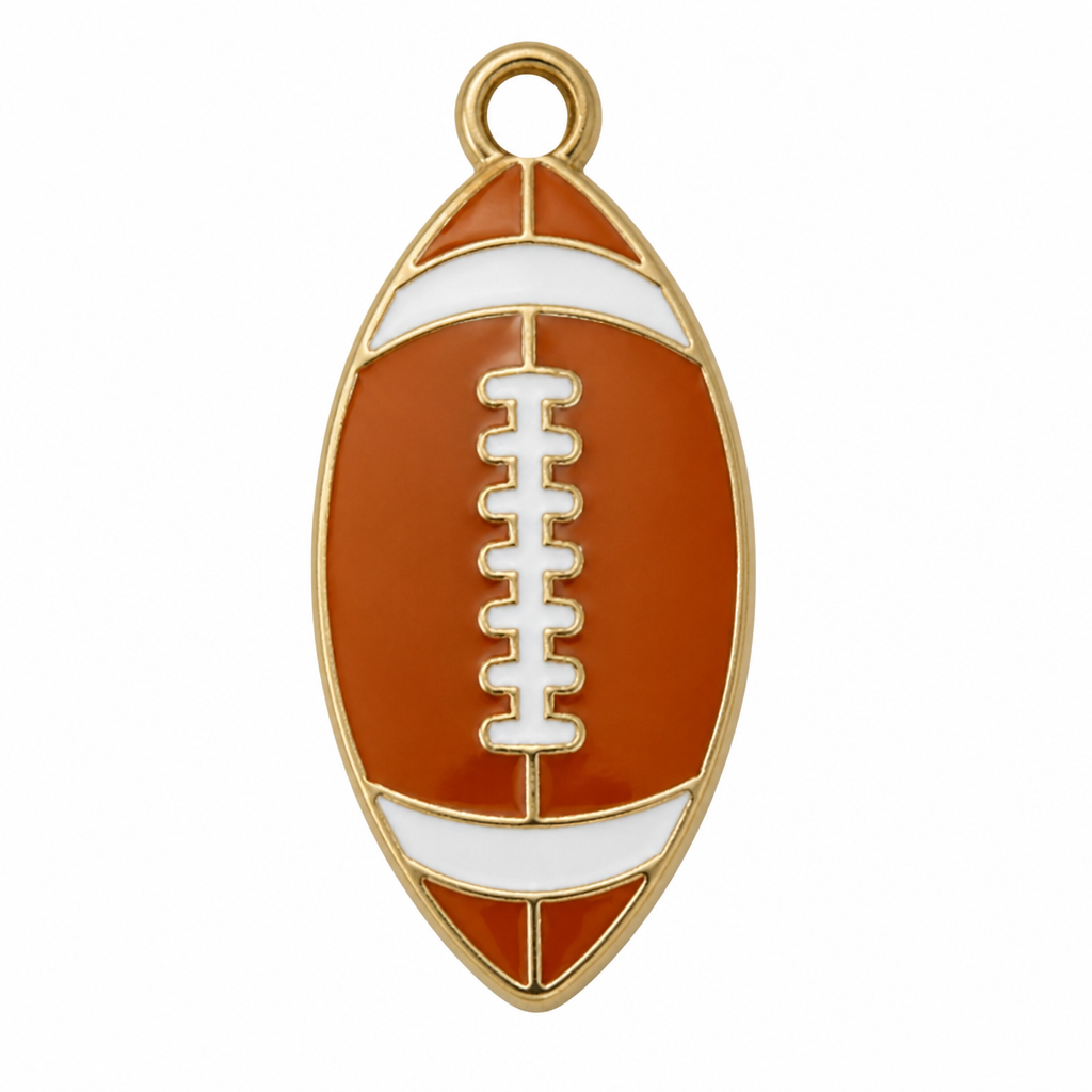 Design an 18mm flat enamel American football charm make the stitching vertically straight
photorealistic fashion design, Design an 18mm flat enamel American football charm make the stitching vertically straight , classic style, just the design no text