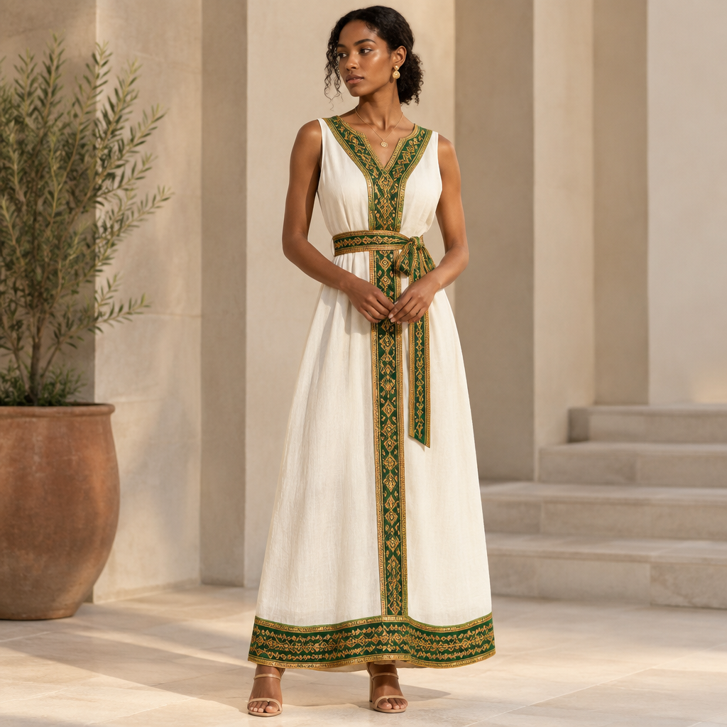A Female Dress design, suitable for Summer, in Classic style. Ethiopia fashion aesthetics. Present it as professional fashion catalogue photography: the garment is the subject, shown full-length with editorial styling, neutral posing and tasteful, non-suggestive framing.
photorealistic fashion design, A Female Dress design, suitable for Summer, in Classic style. Ethiopia fashion aesthetics. Present it as professional fashion catalogue photography: the garment is the subject, shown full-length with editorial styling, neutral posing and tasteful, non-suggestive framing., classic style, just the design no text