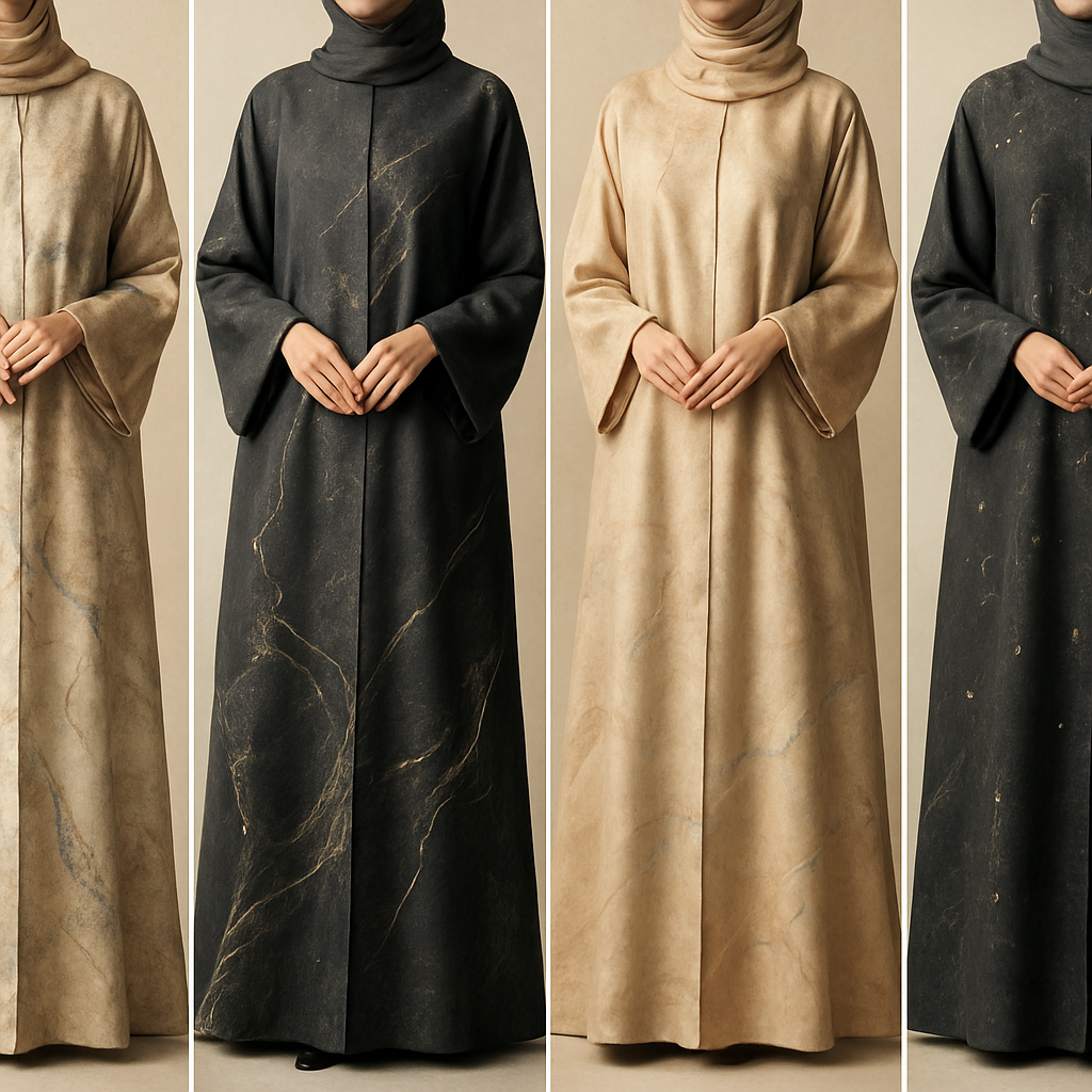 Create a modest boubou, the first of its kind, featuring a unique stone design that exudes a classy and sophisticated vibe. I'd like four designs, each showcasing different styles and fabrics. Incorporate high-end, unique chic stone designs to make them truly special. Add little sophisticated stone designs.

Create a modest boubou, the first of its kind, featuring a unique stone design that exudes a classy and sophisticated vibe. I'd like four designs, each showcasing different styles and fabrics. Incorporate high-end, unique chic stone designs to make them truly special. Add little sophisticated stone designs.