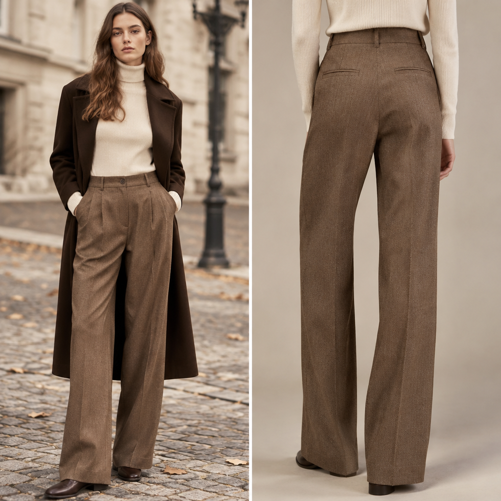 A Female Pants design, suitable for Fall. Poland fashion aesthetics. Current season is Autumn in Poland. Present it as professional fashion catalogue photography: the garment is the subject, shown full-length with editorial styling, neutral posing and tasteful, non-suggestive framing.
photorealistic fashion design, A Female Pants design, suitable for Fall. Poland fashion aesthetics. Current season is Autumn in Poland. Present it as professional fashion catalogue photography: the garment is the subject, shown full-length with editorial styling, neutral posing and tasteful, non-suggestive framing., just the design no text