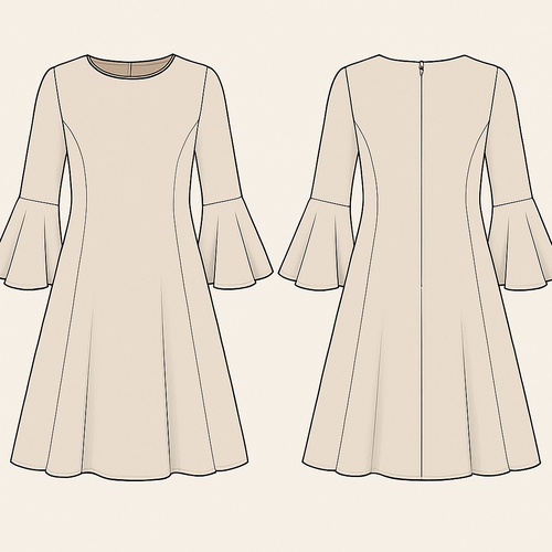 A line dress with bell sleeve