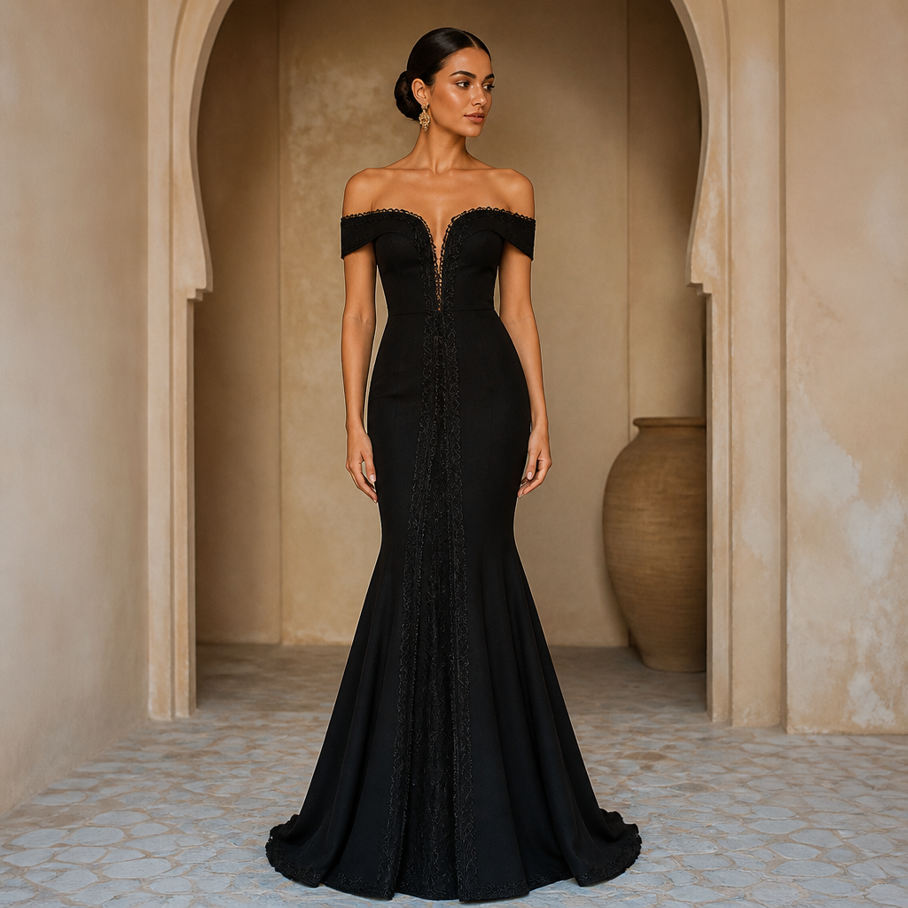 A Dress design, suitable for Summer, in Elegant style. black chic class dress with mermaid form. Morocco fashion aesthetics.
photorealistic fashion design, A Dress design, suitable for Summer, in Elegant style. black chic class dress with mermaid form. Morocco fashion aesthetics., elegant style, just the design no text