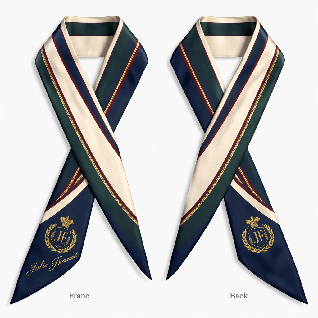 Design a silk scarf thanks 5x 86cm to be wrapped on the handle of a purse.
No logos or any school relation but a collegiate feel. Create a signature look for my brand Jolie Franc. Keep it simple and tailored
Design a silk scarf thanks 5x 86cm to be wrapped on the handle of a purse.
No logos or any school relation but a collegiate feel. Create a signature look for my brand Jolie Franc. Keep it simple and tailored, classic style, show front and back