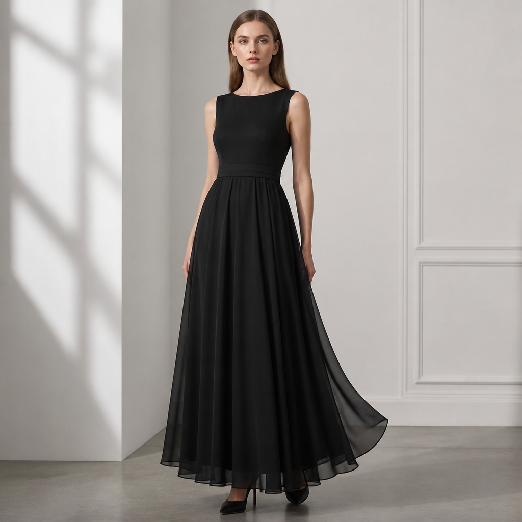 A Female Dress design, made of Chiffon, with a sleek, smooth finish, with a Flared silhouette, in a Monochrome color palette, for Casual, in Classic style, shown on a model with fair skin and a slim figure. Russia fashion aesthetics. Present it as professional fashion catalogue photography: the garment is the subject, shown full-length with editorial styling, neutral posing and tasteful, non-suggestive framing.
photorealistic fashion design, A Female Dress design, made of Chiffon, with a sleek, smooth finish, with a Flared silhouette, in a Monochrome color palette, for Casual, in Classic style, shown on a model with fair skin and a slim figure. Russia fashion aesthetics. Present it as professional fashion catalogue photography: the garment is the subject, shown full-length with editorial styling, neutral posing and tasteful, non-suggestive framing., classic style, just the design no text