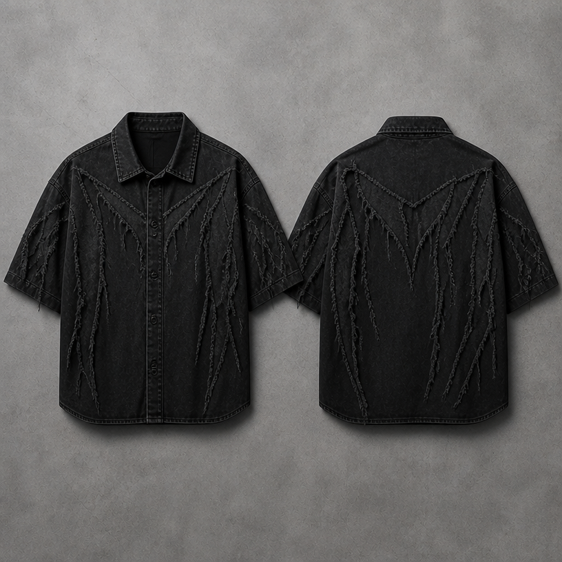 Make it a shirt
Use the words R$CH TOMORROW
edit the attached fashion design with these instructions: Make it a shirt
Use the words R$CH TOMORROW. keep it photorealistic, just the design no text