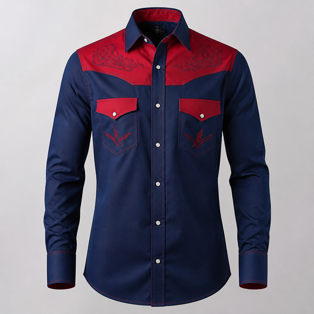 crie uma.camisa azul com.veemelho estilo cowntry mascoljno. Brazil fashion aesthetics.
photorealistic fashion design, crie uma.camisa azul com.veemelho estilo cowntry mascoljno. Brazil fashion aesthetics., just the design no text