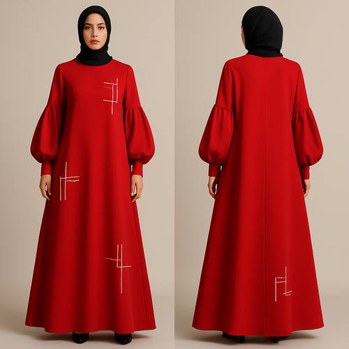 modern, A-line abaya in a bold color. Features statement sleeves and minimalist, geometric embroidery. Stylish, modest, and perfect for everyday wear. And that is not out there yet. Making the designs high end that will stand out
