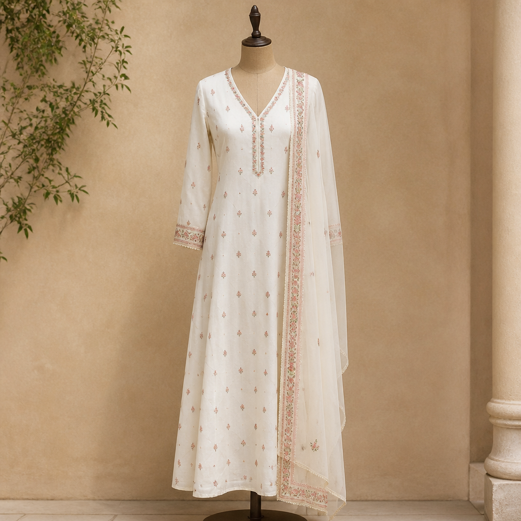 A Female Dress design, suitable for Summer, in Classic style. India fashion aesthetics.
photorealistic fashion design, A Female Dress design, suitable for Summer, in Classic style. India fashion aesthetics., classic style, just the design no text