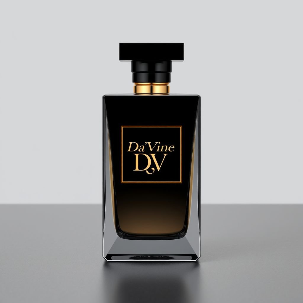 perfume bottle with the name “Da’Vine” on it. With DV on it.
Envision a sleek, modern perfume bottle inspired by high-end business aesthetics. The design should feature elegant geometric lines, matte black and gold accents, symbolizing sophistication. The name “Da’Vine” is embossed on the bottle, paired with a chic “DV” monogram, reflecting a blend of professionalism and luxury fit for corporate leaders.