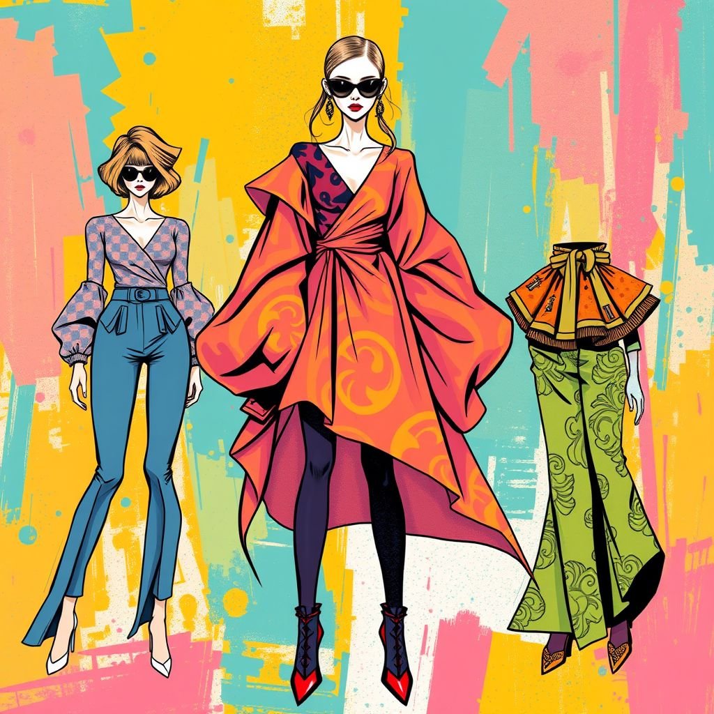 Make fashion illustration template
Create a vibrant fashion illustration template featuring a blend of avant-garde silhouettes and retro patterns. Incorporate flowing asymmetric drapery, oversized sleeves, and intricate detailing in vivid colors. Infuse whimsical elements like playful textures and layered fabrics, while leaving space for custom designs. Ideal for showcasing unique, imaginative styles in any collection.