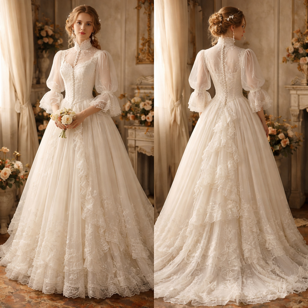 White Victorian long dress
White Victorian long dress
, vintage style, show front and back