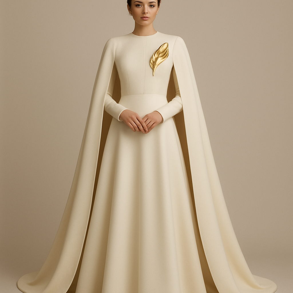 Can u make a dress that is similar to Kylie Jenner Schiaparelli 24 look but with a cape and just make it look elegant and modest
Can u make a dress that is similar to Kylie Jenner Schiaparelli 24 look but with a cape and just make it look elegant and modest