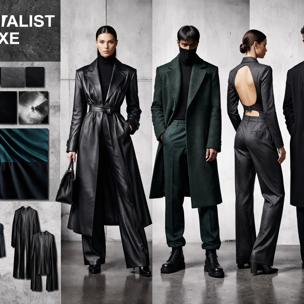 Brutalist Luxe
Evolve last season’s Industrial Futurism story into a sleeker, crispier look for tailoring and contemporary ranges.
Design strategies
Draw upon wardrobe classics like overcoats, trenches and tailored trousers, modernising them with sleek cuts, silky finishes and gritty yet polished surfaces inspired by the raw charm of brutalist architecture
Contrasting silhouettes of oversized and fitted work well here while softly sculpted profiles, not too flowy and not too rigid, provide the perfect balance
Monochromatic pairings and grey tones are crucial. Explore Ultra Black options and consider mixing in dark green and teal tones for a luxe #ShadowyDarks combination
Develop consciously produced, versatile quality styles with #LongLastingDesign appeal to encourage investment and higher price points. Build durability into designs, testing fabric strength and considering double stitching, trim reinforcement and minimising points of failure
Source eco-friendly, metallic coatings and fibres such as ethical peace silks, FSC lyocell, cupro, viscose and recycled Lurex. Prioritise Circular Trims and Details
Relevant for: tailoring, outerwear, jackets, matching sets, cut-and-sew, knitwear, denim
Brutalist Luxe
Evolve last season’s Industrial Futurism story into a sleeker, crispier look for tailoring and contemporary ranges.
Design strategies
Draw upon wardrobe classics like overcoats, trenches and tailored trousers, modernising them with sleek cuts, silky finishes and gritty yet polished surfaces inspired by the raw charm of brutalist architecture
Contrasting silhouettes of oversized and fitted work well here while softly sculpted profiles, not too flowy and not too rigid, provide the perfect balance
Monochromatic pairings and grey tones are crucial. Explore Ultra Black options and consider mixing in dark green and teal tones for a luxe #ShadowyDarks combination
Develop consciously produced, versatile quality styles with #LongLastingDesign appeal to encourage investment and higher price points. Build durability into designs, testing fabric strength and considering double stitching, trim reinforcement and minimising points of failure
Source eco-friendly, metallic coatings and fibres such as ethical peace silks, FSC lyocell, cupro, viscose and recycled Lurex. Prioritise Circular Trims and Details
Relevant for: tailoring, outerwear, jackets, matching sets, cut-and-sew, knitwear, denim, elegant style, show front and back