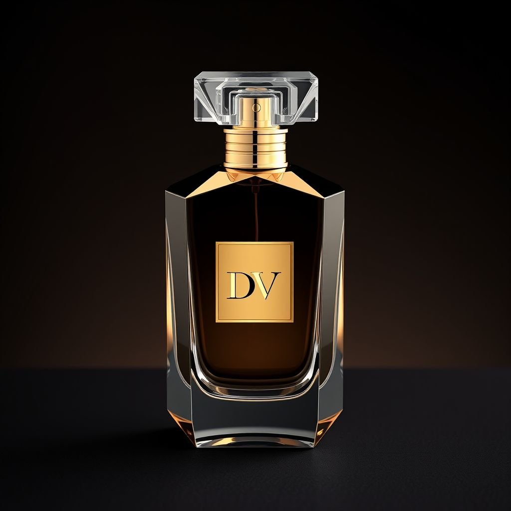 Woman perfume bottle with the name “Da’Vine” on it. With DV on it.
Create an elegant business-inspired women's perfume bottle for "Da'Vine," featuring a sleek, geometric silhouette in glass. The design should incorporate upscale elements like metallic accents and a monogrammed DV emblem, reflecting power and sophistication. Emphasize a minimalist and modern aesthetic to appeal to the professional woman in today's corporate world.