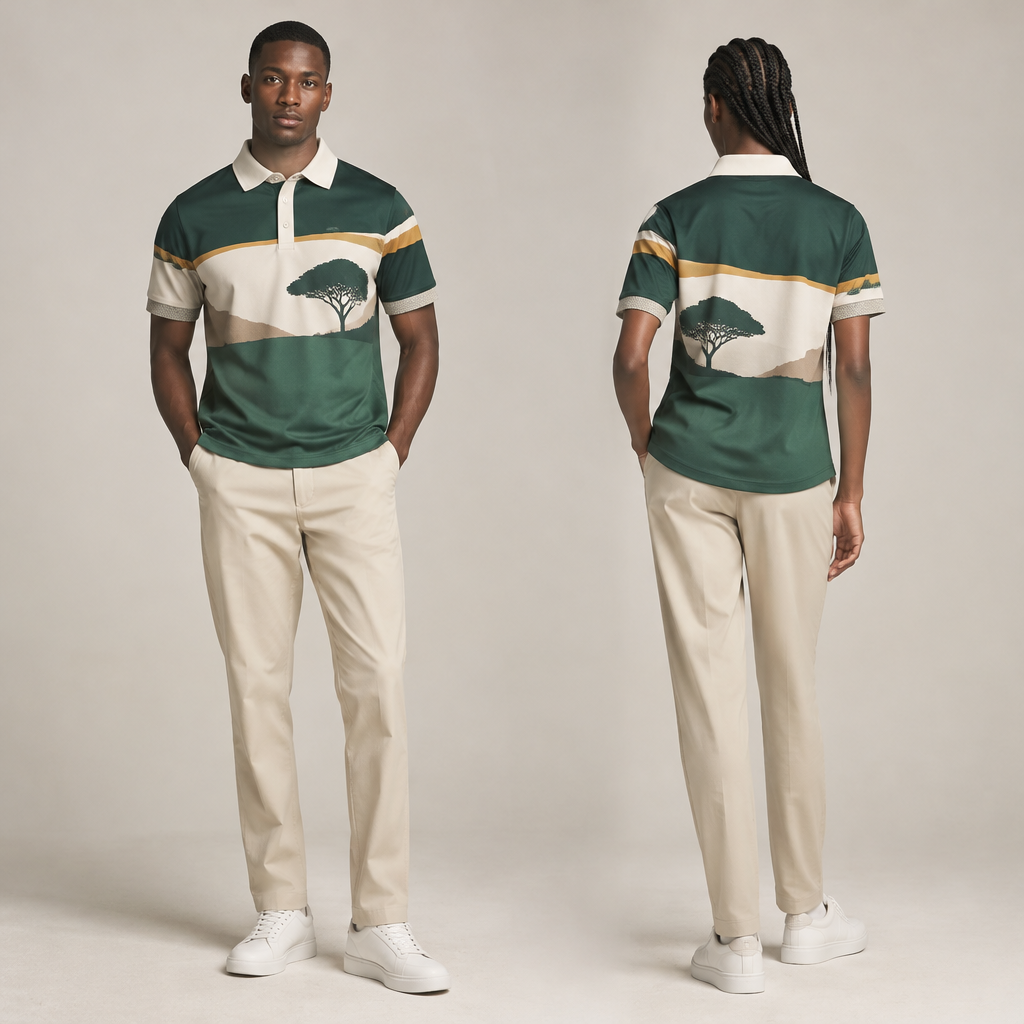 A Unisex Top design, suitable for Spring. Golf shirt. South Africa fashion aesthetics. Present it as professional fashion catalogue photography: the garment is the subject, shown full-length with editorial styling, neutral posing and tasteful, non-suggestive framing.
photorealistic fashion design, A Unisex Top design, suitable for Spring. Golf shirt. South Africa fashion aesthetics. Present it as professional fashion catalogue photography: the garment is the subject, shown full-length with editorial styling, neutral posing and tasteful, non-suggestive framing., just the design no text