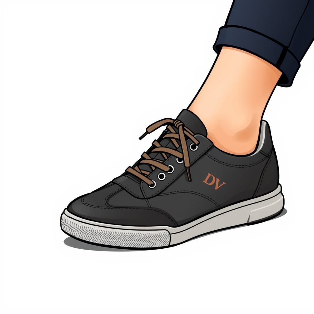 Woman round, toe leather, lace up, fashionable, athletic casual flat shoe. Put DV on it
Design a chic, casual flat shoe for women featuring a round toe and elegant leather lace-up detailing. The shoe should blend sporty aesthetics with refined fashion, incorporating soft, breathable materials for comfort. Adorned with a subtle "DV" logo, this versatile piece seamlessly transitions from day outings to relaxed evening gatherings.