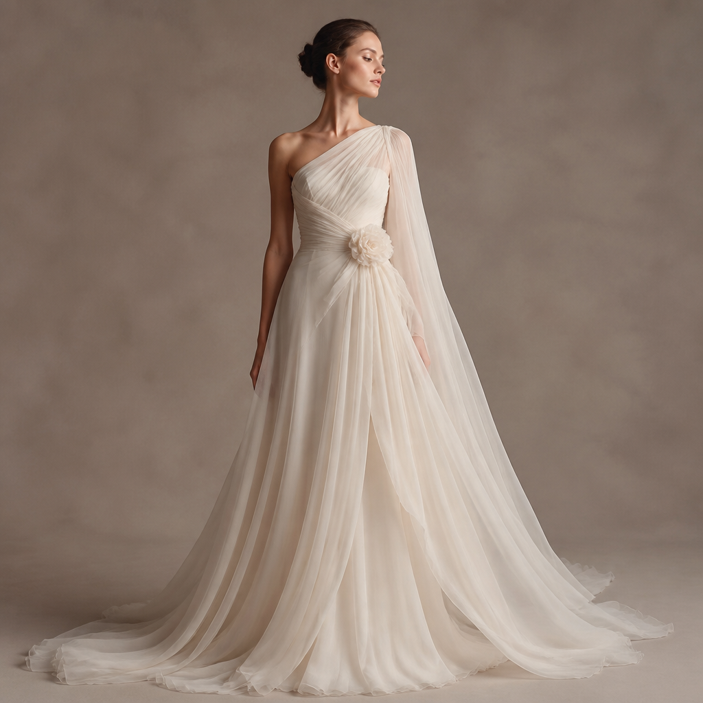 A Dress design, made of Chiffon, for Wedding, in Elegant style. CD fashion aesthetics.
photorealistic fashion design, A Dress design, made of Chiffon, for Wedding, in Elegant style. CD fashion aesthetics., elegant style, just the design no text