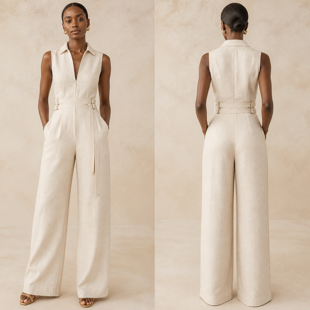 A Female Jumpsuit design, made of Linen, for Casual, in Glamorous + Quiet Luxury + Americana style. Nigeria fashion aesthetics.
photorealistic fashion design, A Female Jumpsuit design, made of Linen, for Casual, in Glamorous + Quiet Luxury + Americana style. Nigeria fashion aesthetics., glamorous style, just the design no text, show front and back