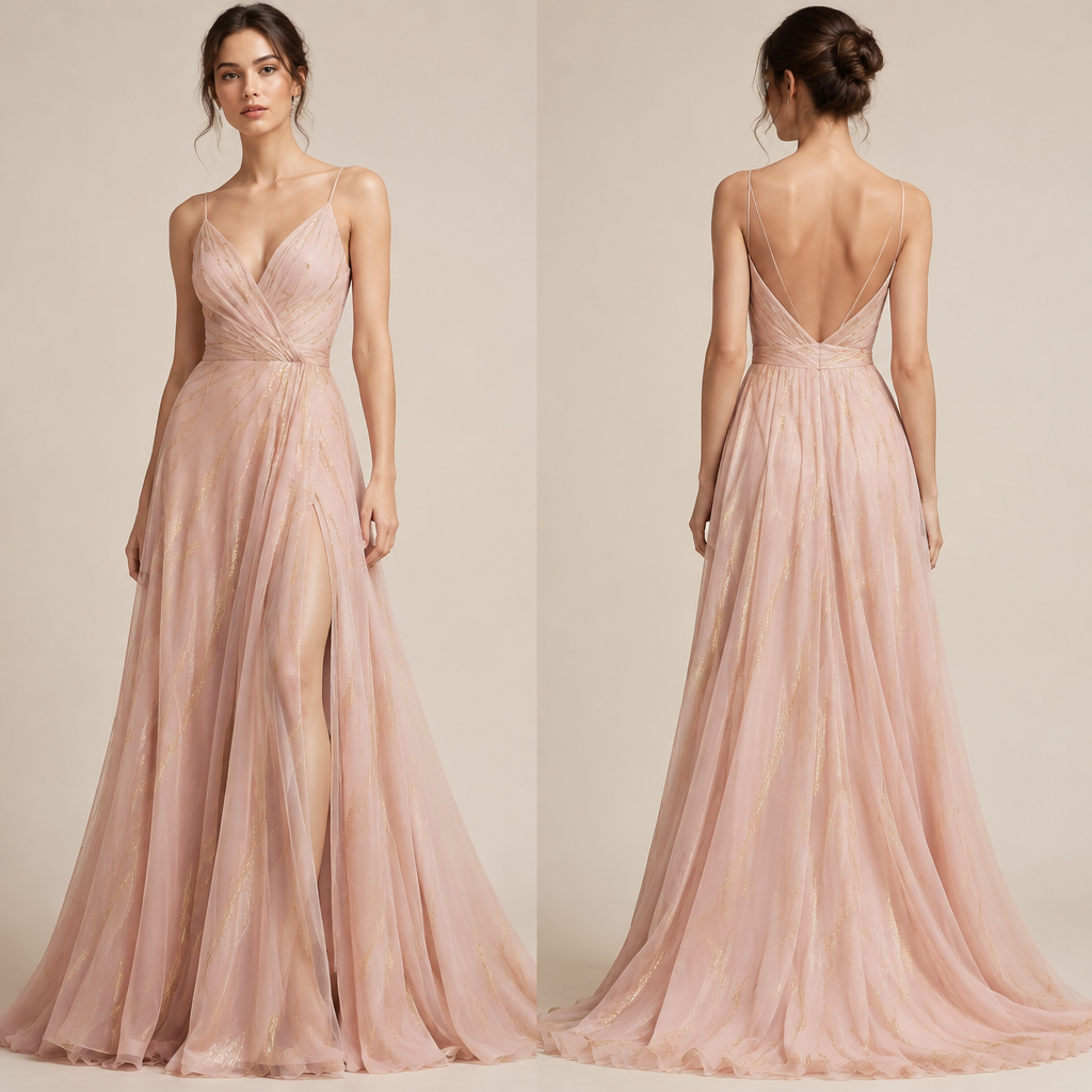 A Female Dress design, made of Chiffon, for Formal, suitable for Summer, in Minimalist + Elegant + Glamorous style. soft pinks with a gold metallic thread no shoulder throw j7st my dress
photorealistic fashion design, A Female Dress design, made of Chiffon, for Formal, suitable for Summer, in Minimalist + Elegant + Glamorous style. soft pinks with a gold metallic thread no shoulder throw j7st my dress, minimalist style, just the design no text, show front and back
