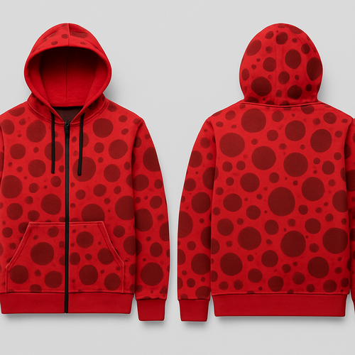 Red Bubble jacket full zip up hood
