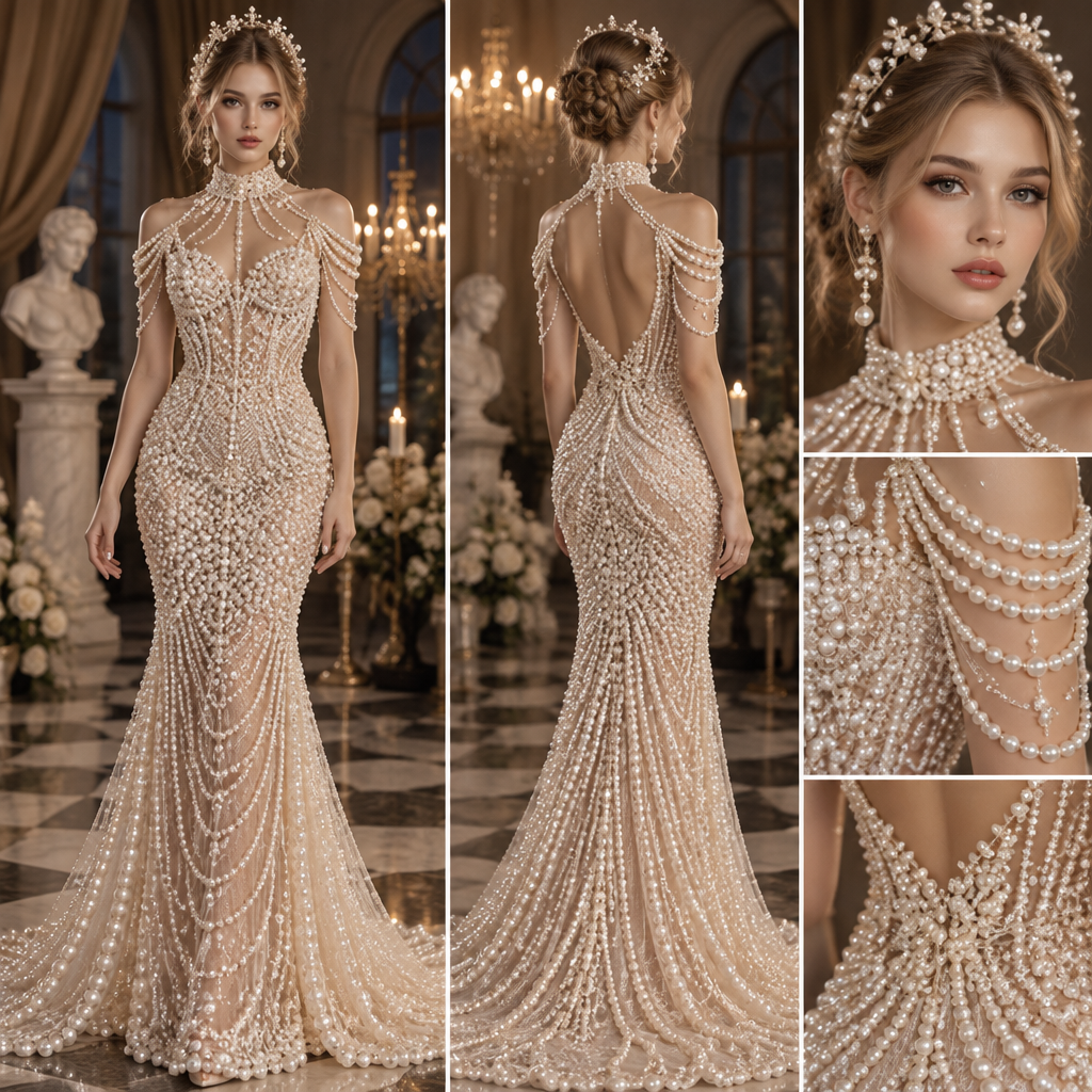 photorealistic fashion design, photorealistic fashion design, photorealistic fashion design, A Female fashion design, shown on a model with fair skin and a petite figure. На изображении представлена красивая девушка с длинными светлыми волосами, собранными в объемную прическу. На ней элегантное бордовое бархатное платье с глубоким вырезом и прозрачным рукавом, украшенным сияющей вышивкой. В руках она держит тарелку с небольшими кексами.
Обстановка вокруг напоминает уютный осенний праздник, возможно, Хэллоуин: на фоне и вокруг нее расставлены тыквы разных размеров, мерцают свечи в подсвечниках, а атмосфера наполнена теплым приглушенным светом.
На фотографии изображена элегантная молодая женщина со светлыми волосами, собранными в сложную высокую прическу с черными лентами-бантиками. Ее образ дополняют длинные сияющие серьги и роскошное колье.
Она одета в пышное вечернее платье в готическом стиле, выполненное в черно-белой гамме. Корсет платья украшен блестящими стразами и кристаллами, а объемная многослойная юбка декорирована крупными белыми и черными текстильными розами и драпировкой.
Действие происходит на фоне просторной террасы старинного здания или замка с балюстрадой. На полу и вокруг террасы разложены тыквы, а в небе виднеются силуэты летящих летучих мышей, что создает атмосферу осеннего или хэллоуинского праздника.
На изображении представлена эффектная фотография, стилизованная под древнеегипетскую тематику.
* Главная героиня: Женщина с длинными светлыми волосами и прямой чёлкой, выразительными карими глазами с четкими стрелками и ярким макияжем. На ней надеты массивные традиционные украшения: богатое ожерелье в египетском стиле с бирюзовыми, золотыми и синими элементами, а также крупные подвесные серьги.
* Животное: Рядом с женщиной находится крупный леопард (или барс) с пятнистым окрасом и выразительным взглядом. Голова хищника расположена близко к лицу женщины.
* Интерфейс: Снимок сделан в виде скриншота из социальной сети (с элементами интерфейса, значками и панелями управления в верхней и нижней частях экрана).
На изображении представлена портретная иллюстрация красивой рыжеволосой женщины.
У нее выразительные глаза, аккуратные черты лица и пышные волнистые волосы рыжего оттенка, в которые вплетены крупные желтые цветы. Образ дополняют элегантные длинные серьги с золотыми деталями и наряд с оборками желтого цвета. Фон темный, с мягкими размытыми огоньками, что создает теплую и сказочную атмосферу.
На изображении представлена цифровая иллюстрация, на которой изображена молодая женщина в готическом стиле.
* Внешность: У нее длинные белые волосы, аккуратная челка и выразительные голубые глаза. Макияж яркий и выразительный, с акцентом на насыщенные красные губы.
* Одежда и аксессуары: Она одета в черное платье с кружевными деталями на плечах и шее. На голове красуется элегантная черная шляпа с широкими полями, украшенная перьями и розами.
* Детали: В руке женщина держит небольшой букет ярко-красных роз на длинных стеблях. Руки защищены черными перчатками.
* Общая атмосфера: Образ сочетает в себе загадочность, элегантность и романтично-мрачную эстетику.
На изображении представлена цифровая иллюстрация, на которой изображена молодая женщина в готическом стиле.
* Внешность: У нее длинные белые волосы, аккуратная челка и выразительные голубые глаза. Макияж яркий и выразительный, с акцентом на насыщенные красные губы.
* Одежда и аксессуары: Она одета в черное платье с кружевными деталями на плечах и шее. На голове красуется элегантная черная шляпа с широкими полями, украшенная перьями и розами.
* Детали: В руке женщина держит небольшой букет ярко-красных роз на длинных стеблях. Руки защищены черными перчатками.
* Общая атмосфера: Образ сочетает в себе загадочность, элегантность и романтично-мрачную эстетику.
На изображении представлена портретная иллюстрация молодой и красивой женщины с роскошными рыжими волосами.
* Внешность: У девушки выразительные зеленые глаза, аккуратные черты лица, легкий макияж в теплых тонах и пухлые губы.
* Одежда и украшения: Она одета в элегантное желтое платье с открытыми плечами, а в ушах блестят длинные золотистые серьги.
* Фон: Вокруг неё на размытом фоне распустились крупные желтые цветы, которые гармонично дополняют общую теплую и солнечную гамму портрета.
{
"style": "Lash extensions, professional macro photography of a human eye",
"eyelash_extensions": {
"volume": "Medium-high density, volume style (approx. 3D-4D)",
"curl": "L-curl or L+ curl, creating a sharp, elongated lifted effect",
"length": "Graduated length, longer at the outer corners for a cat-eye effect",
"texture": "Deep black, matte-finish synthetic silk lashes, perfectly separated, neat direction, dense inter-lash fill"
},
"eyebrows": {
"shaping": "Soft arched, natural fullness, well-groomed",
"styling": "Laminated brow effect, brushed up and neatly set hairs (feather brows)",
"color": "Warm medium-brown / taupe with soft natural shading underneath"
},
"eye_makeup": {
"eyeshadow": "Soft neutral nude contouring, gentle definition along the crease and lash line, subtle gradient",
"skin": "Flawless, smooth skin texture, soft professional studio lighting, macro detail"
},
"composition": {
"shot_type": "Macro close-up, extreme detail on eyelashes and brow texture",
"lighting": "Bright, even ring-light or studio lighting, professional beauty shot"
}
}. GE fashion aesthetics. Present it as professional fashion catalogue photography: the garment is the subject, shown full-length with editorial styling, neutral posing and tasteful, non-suggestive framing., just the design no text, show front and back. Refinement: лицо поменять платье из жемчуга полностью, just the design no text. Refinement: стиль поменять, just the design no text. Refinement: стиль поменять сделать и совершенственно улучшить систему лицо поменять
photorealistic fashion design, photorealistic fashion design, photorealistic fashion design, photorealistic fashion design, A Female fashion design, shown on a model with fair skin and a petite figure. На изображении представлена красивая девушка с длинными светлыми волосами, собранными в объемную прическу. На ней элегантное бордовое бархатное платье с глубоким вырезом и прозрачным рукавом, украшенным сияющей вышивкой. В руках она держит тарелку с небольшими кексами.
Обстановка вокруг напоминает уютный осенний праздник, возможно, Хэллоуин: на фоне и вокруг нее расставлены тыквы разных размеров, мерцают свечи в подсвечниках, а атмосфера наполнена теплым приглушенным светом.
На фотографии изображена элегантная молодая женщина со светлыми волосами, собранными в сложную высокую прическу с черными лентами-бантиками. Ее образ дополняют длинные сияющие серьги и роскошное колье.
Она одета в пышное вечернее платье в готическом стиле, выполненное в черно-белой гамме. Корсет платья украшен блестящими стразами и кристаллами, а объемная многослойная юбка декорирована крупными белыми и черными текстильными розами и драпировкой.
Действие происходит на фоне просторной террасы старинного здания или замка с балюстрадой. На полу и вокруг террасы разложены тыквы, а в небе виднеются силуэты летящих летучих мышей, что создает атмосферу осеннего или хэллоуинского праздника.
На изображении представлена эффектная фотография, стилизованная под древнеегипетскую тематику.
* Главная героиня: Женщина с длинными светлыми волосами и прямой чёлкой, выразительными карими глазами с четкими стрелками и ярким макияжем. На ней надеты массивные традиционные украшения: богатое ожерелье в египетском стиле с бирюзовыми, золотыми и синими элементами, а также крупные подвесные серьги.
* Животное: Рядом с женщиной находится крупный леопард (или барс) с пятнистым окрасом и выразительным взглядом. Голова хищника расположена близко к лицу женщины.
* Интерфейс: Снимок сделан в виде скриншота из социальной сети (с элементами интерфейса, значками и панелями управления в верхней и нижней частях экрана).
На изображении представлена портретная иллюстрация красивой рыжеволосой женщины.
У нее выразительные глаза, аккуратные черты лица и пышные волнистые волосы рыжего оттенка, в которые вплетены крупные желтые цветы. Образ дополняют элегантные длинные серьги с золотыми деталями и наряд с оборками желтого цвета. Фон темный, с мягкими размытыми огоньками, что создает теплую и сказочную атмосферу.
На изображении представлена цифровая иллюстрация, на которой изображена молодая женщина в готическом стиле.
* Внешность: У нее длинные белые волосы, аккуратная челка и выразительные голубые глаза. Макияж яркий и выразительный, с акцентом на насыщенные красные губы.
* Одежда и аксессуары: Она одета в черное платье с кружевными деталями на плечах и шее. На голове красуется элегантная черная шляпа с широкими полями, украшенная перьями и розами.
* Детали: В руке женщина держит небольшой букет ярко-красных роз на длинных стеблях. Руки защищены черными перчатками.
* Общая атмосфера: Образ сочетает в себе загадочность, элегантность и романтично-мрачную эстетику.
На изображении представлена цифровая иллюстрация, на которой изображена молодая женщина в готическом стиле.
* Внешность: У нее длинные белые волосы, аккуратная челка и выразительные голубые глаза. Макияж яркий и выразительный, с акцентом на насыщенные красные губы.
* Одежда и аксессуары: Она одета в черное платье с кружевными деталями на плечах и шее. На голове красуется элегантная черная шляпа с широкими полями, украшенная перьями и розами.
* Детали: В руке женщина держит небольшой букет ярко-красных роз на длинных стеблях. Руки защищены черными перчатками.
* Общая атмосфера: Образ сочетает в себе загадочность, элегантность и романтично-мрачную эстетику.
На изображении представлена портретная иллюстрация молодой и красивой женщины с роскошными рыжими волосами.
* Внешность: У девушки выразительные зеленые глаза, аккуратные черты лица, легкий макияж в теплых тонах и пухлые губы.
* Одежда и украшения: Она одета в элегантное желтое платье с открытыми плечами, а в ушах блестят длинные золотистые серьги.
* Фон: Вокруг неё на размытом фоне распустились крупные желтые цветы, которые гармонично дополняют общую теплую и солнечную гамму портрета.
{
"style": "Lash extensions, professional macro photography of a human eye",
"eyelash_extensions": {
"volume": "Medium-high density, volume style (approx. 3D-4D)",
"curl": "L-curl or L+ curl, creating a sharp, elongated lifted effect",
"length": "Graduated length, longer at the outer corners for a cat-eye effect",
"texture": "Deep black, matte-finish synthetic silk lashes, perfectly separated, neat direction, dense inter-lash fill"
},
"eyebrows": {
"shaping": "Soft arched, natural fullness, well-groomed",
"styling": "Laminated brow effect, brushed up and neatly set hairs (feather brows)",
"color": "Warm medium-brown / taupe with soft natural shading underneath"
},
"eye_makeup": {
"eyeshadow": "Soft neutral nude contouring, gentle definition along the crease and lash line, subtle gradient",
"skin": "Flawless, smooth skin texture, soft professional studio lighting, macro detail"
},
"composition": {
"shot_type": "Macro close-up, extreme detail on eyelashes and brow texture",
"lighting": "Bright, even ring-light or studio lighting, professional beauty shot"
}
}. GE fashion aesthetics. Present it as professional fashion catalogue photography: the garment is the subject, shown full-length with editorial styling, neutral posing and tasteful, non-suggestive framing., just the design no text, show front and back. Refinement: лицо поменять платье из жемчуга полностью, just the design no text. Refinement: стиль поменять, just the design no text. Refinement: стиль поменять сделать и совершенственно улучшить систему лицо поменять, just the design no text