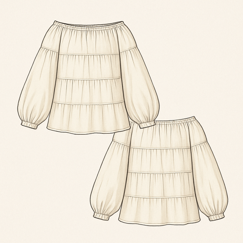 A six pieces blouse from the shoulder to the blouse length 