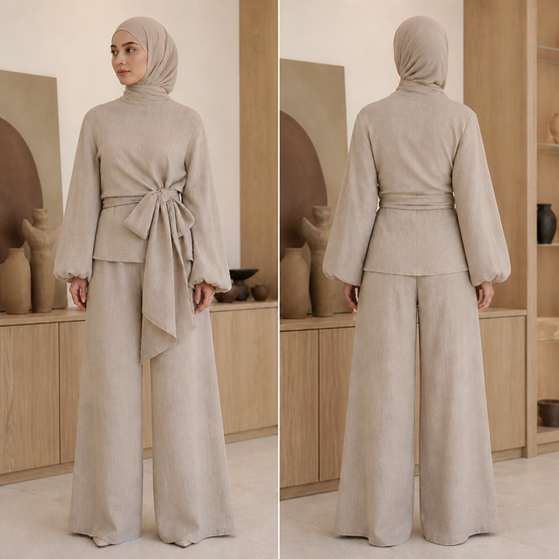 Cover the shoulder
edit the attached fashion design with these instructions: Cover the shoulder. keep it photorealistic, just the design no text
