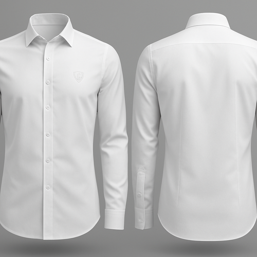 Camisa blanca entallada, slim, de excelente tela y calidad. Logo lamborghini bordado en blanco chiquito en el costado izquierdo del pecho. Botones que cada uno diga lamborghini.