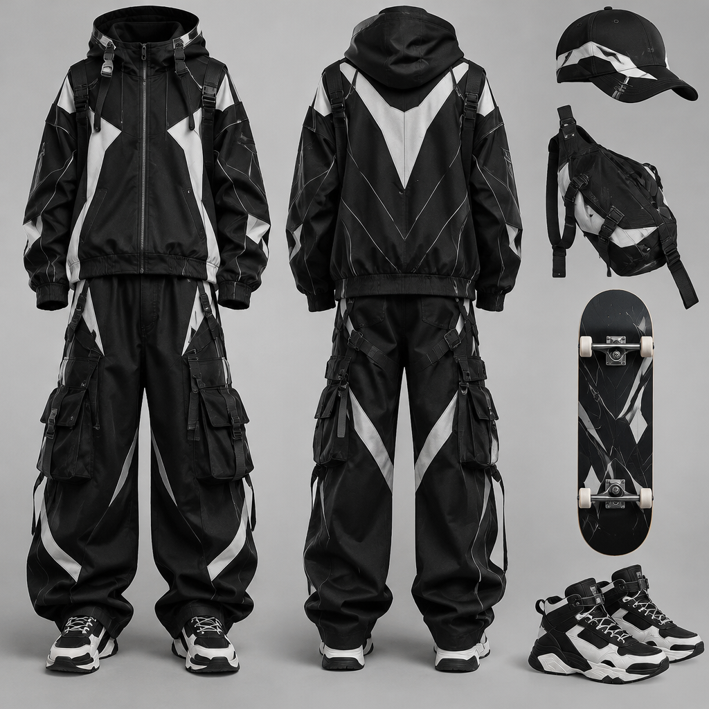 NEXORA
photorealistic fashion design, NEXORA, skater style, just the design no text