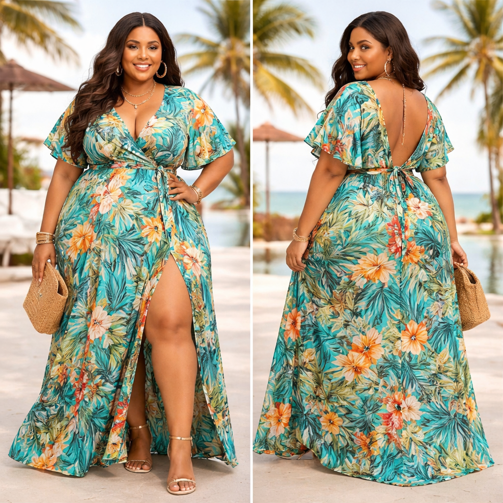 resort wear for women .Plus 22 large round belly
resort wear for women .Plus 22 large round belly , vacation style, show front and back
