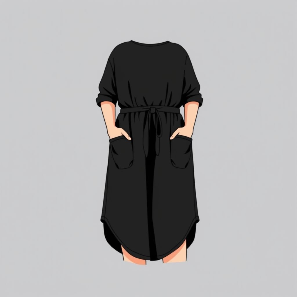Plus size dress Woman black
Design a chic plus-size casual dress for women in black, featuring a relaxed silhouette with soft, breathable fabric. Add playful elements like an asymmetrical hem and oversized pockets. Incorporate subtle details such as cuffed sleeves and a defined waist tie for a comfortable yet stylish look perfect for everyday wear.