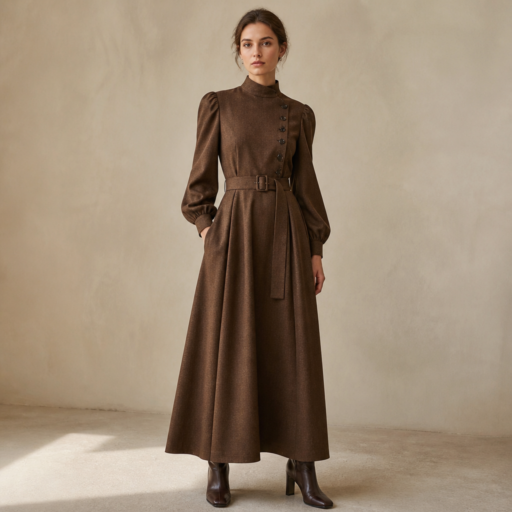 A Female Dress design, suitable for Fall. i Present it as professional fashion catalogue photography: the garment is the subject, shown full-length with editorial styling, neutral posing and tasteful, non-suggestive framing.
photorealistic fashion design, A Female Dress design, suitable for Fall. i Present it as professional fashion catalogue photography: the garment is the subject, shown full-length with editorial styling, neutral posing and tasteful, non-suggestive framing., just the design no text