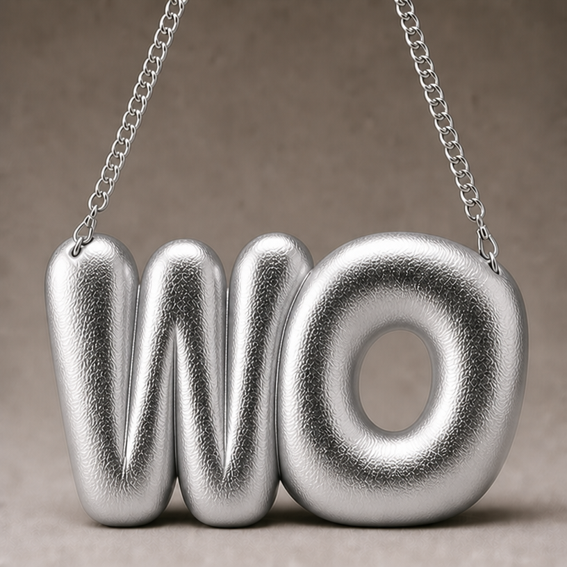 Make this same bag in leather silver
edit the attached fashion design with these instructions: Make this same bag in leather silver. keep it photorealistic, just the design no text