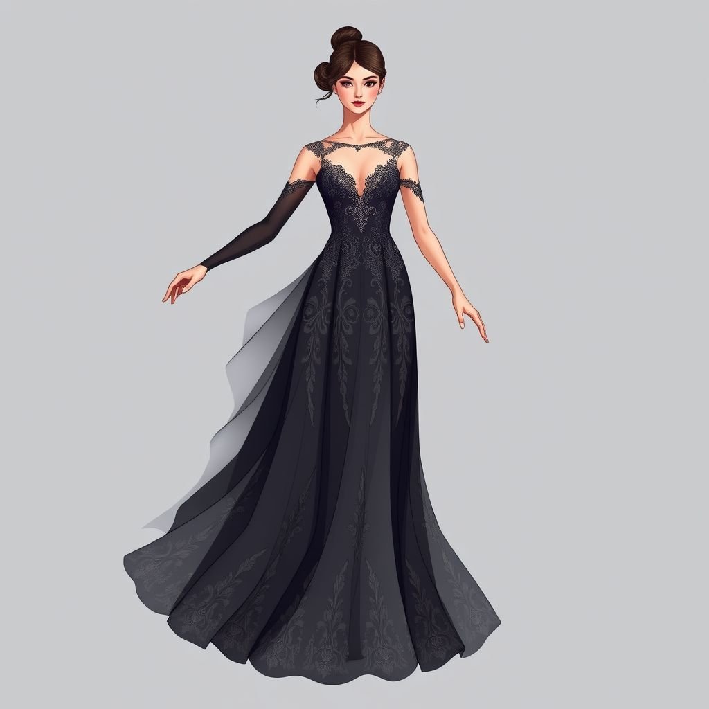 lyrical team dance costume dark colored, unique but still simple
Design an elegant lyrical team dance costume featuring a flowing, dark-hued gown with intricate, minimalistic lace panels that catch the light. Incorporate a fitted bodice with subtle embellishments, and accentuate graceful movement with a cascading train. The silhouette should reflect sophistication while allowing for expressive choreography, maintaining both uniqueness and simplicity.
