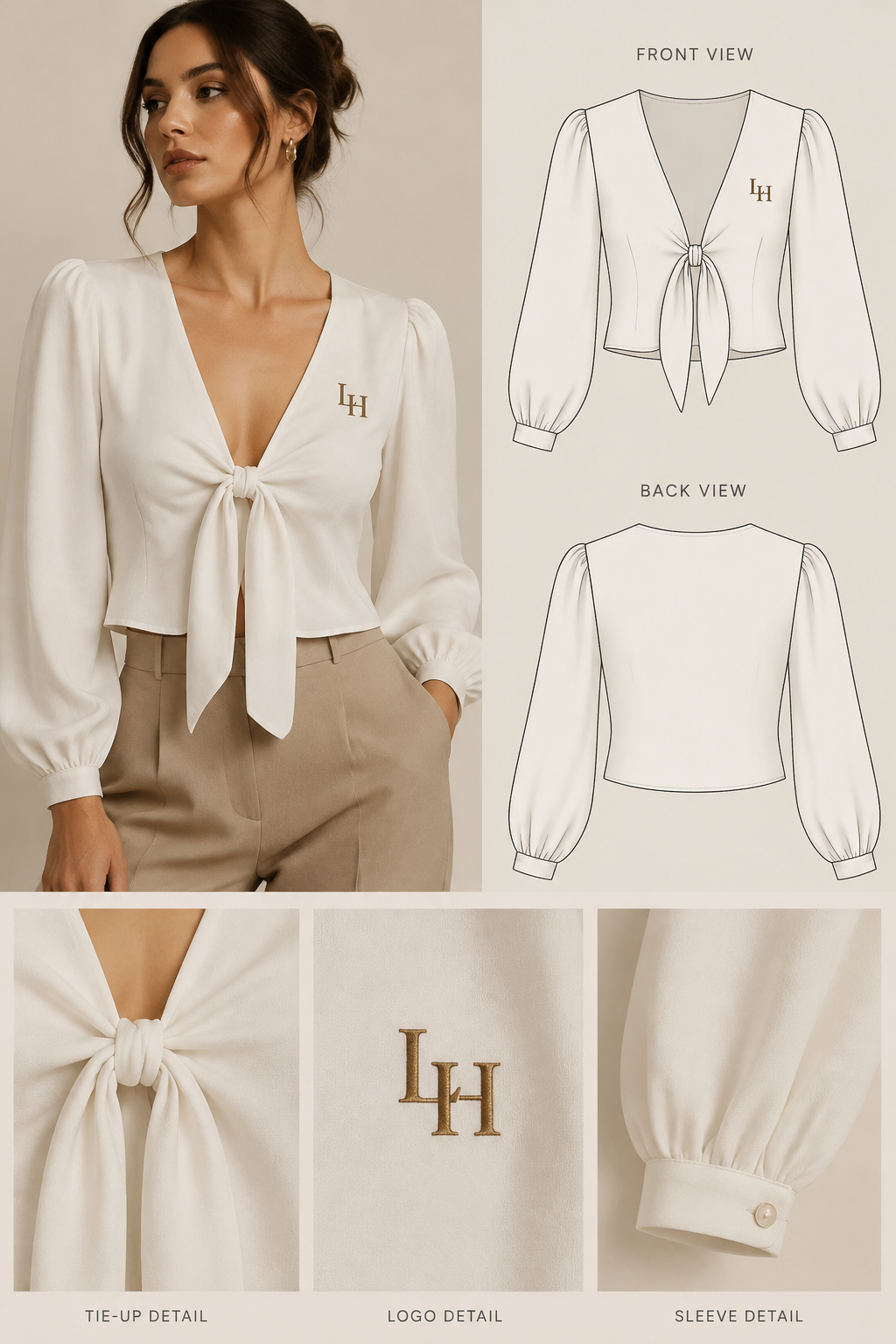 blose with with a tie-up and with logo LH
blose with with a tie-up and with logo LH