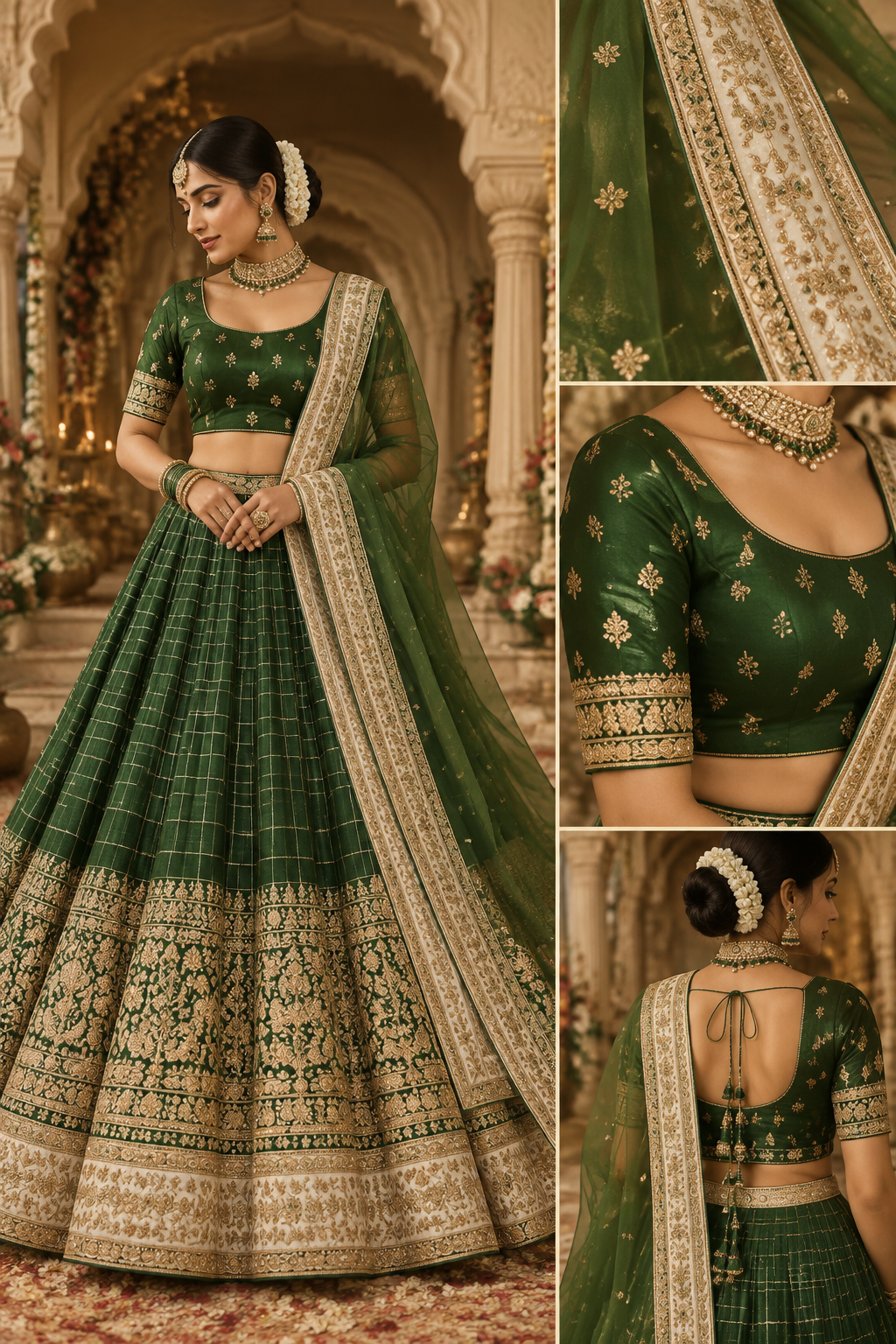 colream lehega geern broader with gd design light green checks lines on lehenga green blouse with gold buti flowers
dupat green with cream and gold mix boader
colream lehega geern broader with gd design light green checks lines on lehenga green blouse with gold buti flowers
dupat green with cream and gold mix boader
, bridal style