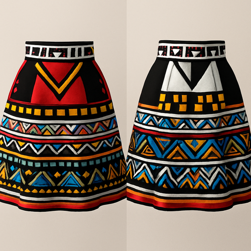 Design a stylish skirt inspired from the Xhosa tribe traditional clothes 
