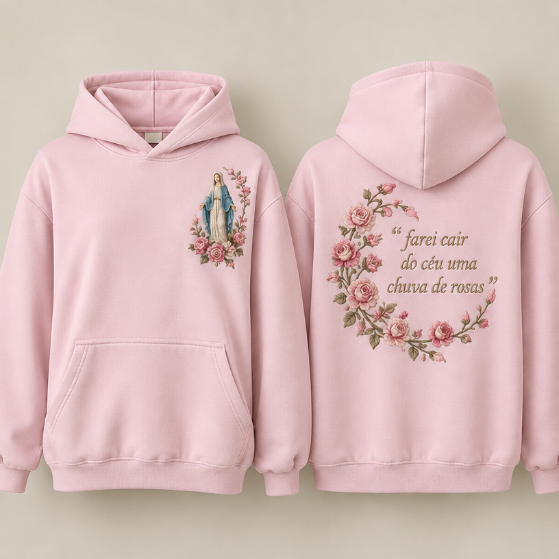 Transforme em rosa clarinho o moletom e deixe a frase bordada atrás entre aspas (“”), mas de resto eu AMEI
edit the attached fashion design with these instructions: Transforme em rosa clarinho o moletom e deixe a frase bordada atrás entre aspas (“”), mas de resto eu AMEI. keep it photorealistic, just the design no text