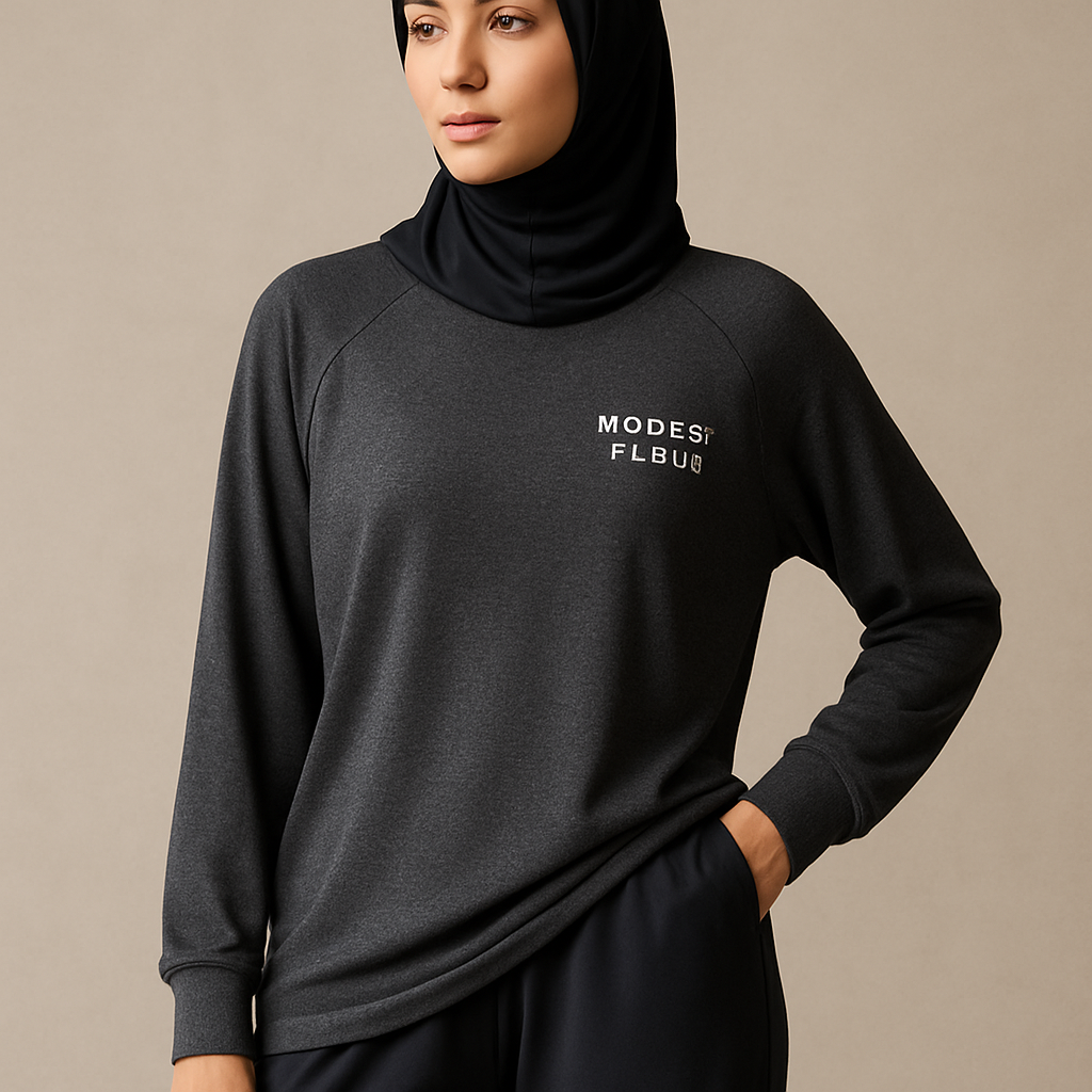 Create a revolutionary women's modest loose gym wear brand called "Modest Fleur". Display the brand name on the in a unique design on the upper right side, in small thick writing that exudes a classy and sophisticated vibe. I'd like four designs, each showcasing different styles and fabrics, with high-end, chic designs to make them truly special. Making it first design in the world
Create a revolutionary women's modest loose gym wear brand called "Modest Fleur". Display the brand name on the in a unique design on the upper right side, in small thick writing that exudes a classy and sophisticated vibe. I'd like four designs, each showcasing different styles and fabrics, with high-end, chic designs to make them truly special. Making it first design in the world