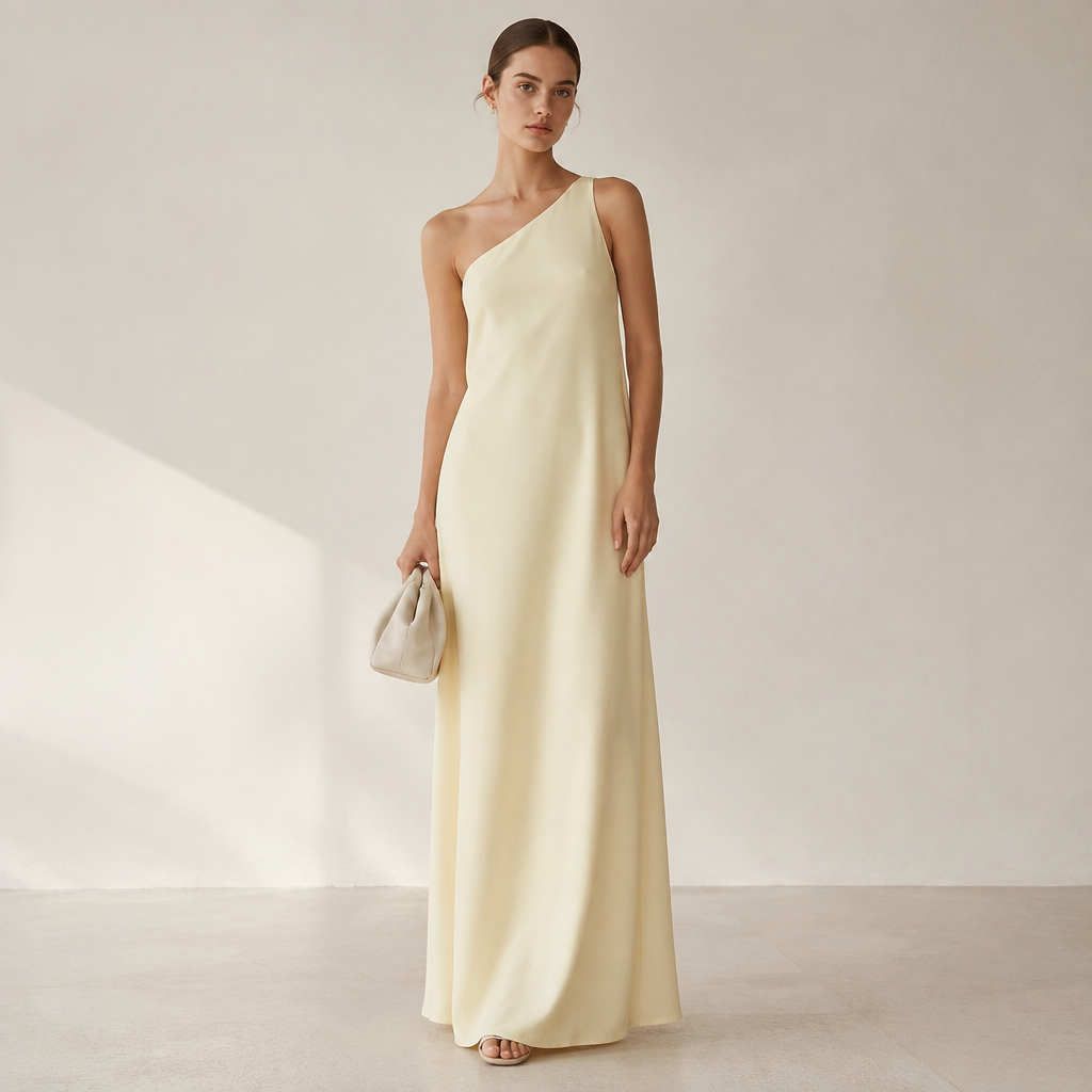 A Female Dress design, suitable for Spring, in Minimalist style. une robe maxi, droite, avec une bretelle. MG fashion aesthetics. Present it as professional fashion catalogue photography: the garment is the subject, shown full-length with editorial styling, neutral posing and tasteful, non-suggestive framing.
photorealistic fashion design, A Female Dress design, suitable for Spring, in Minimalist style. une robe maxi, droite, avec une bretelle. MG fashion aesthetics. Present it as professional fashion catalogue photography: the garment is the subject, shown full-length with editorial styling, neutral posing and tasteful, non-suggestive framing., minimalist style, just the design no text