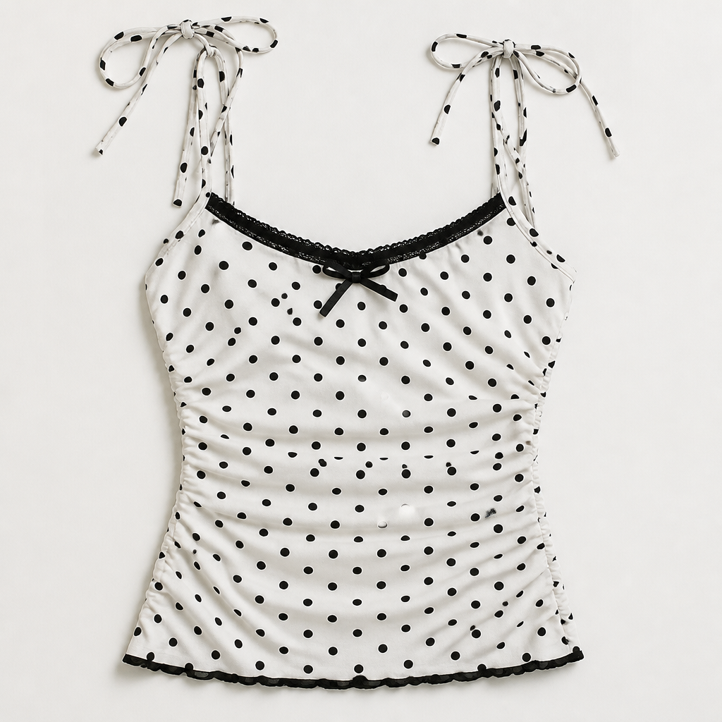 A Female Top design, made of Cotton, for Streetwear, suitable for Summer, in Polka Dot + Streetwear + Y2K style
photorealistic fashion design, A Female Top design, made of Cotton, for Streetwear, suitable for Summer, in Polka Dot + Streetwear + Y2K style, polka_dot style, just the design no text