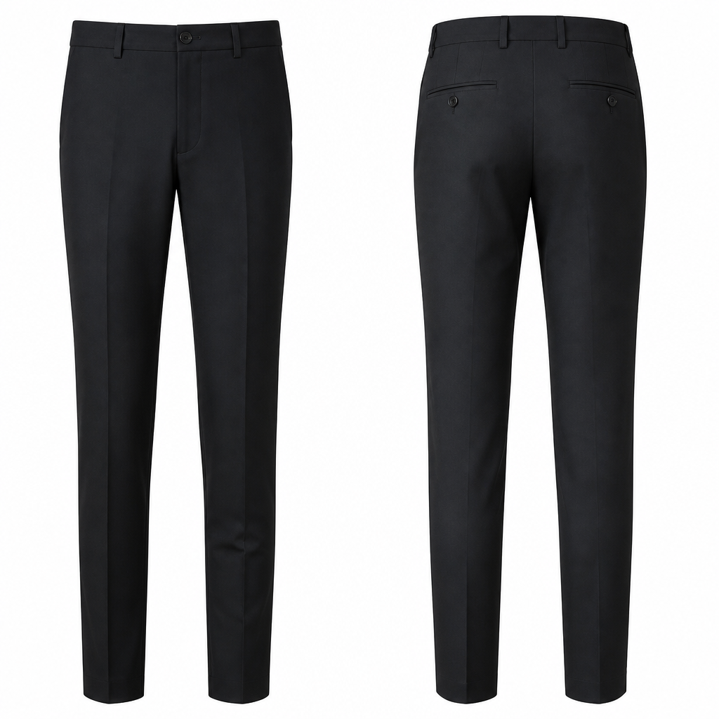 Pant slim
photorealistic fashion design, Pant slim
, just the design no text, show front and back