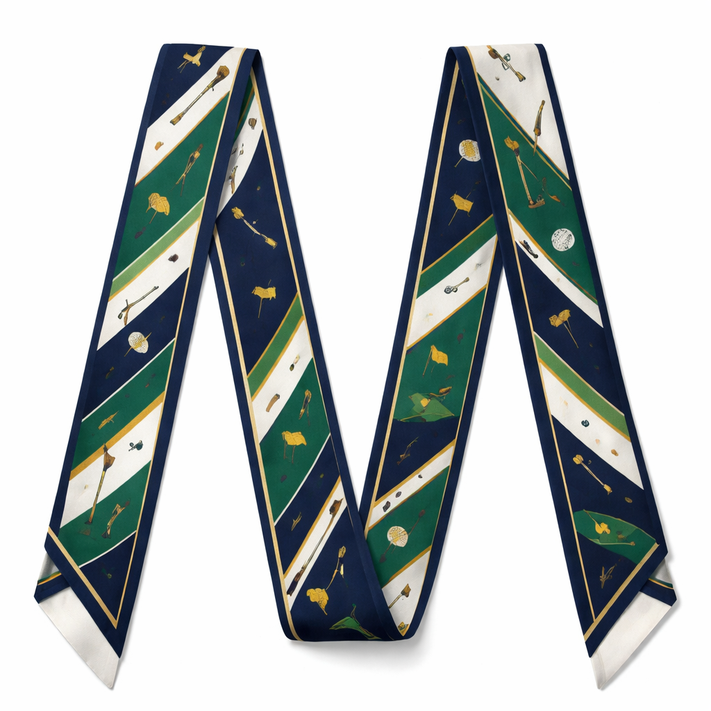 Create a silk scarf 5x86cm that is timeless for Golf lovers. PGA colors more simple with no words or logos with a feminine touch but no bows even more simple. Add a playful flair
Create a silk scarf 5x86cm that is timeless for Golf lovers. PGA colors more simple with no words or logos with a feminine touch but no bows even more simple. Add a playful flair, classic style, show front and back