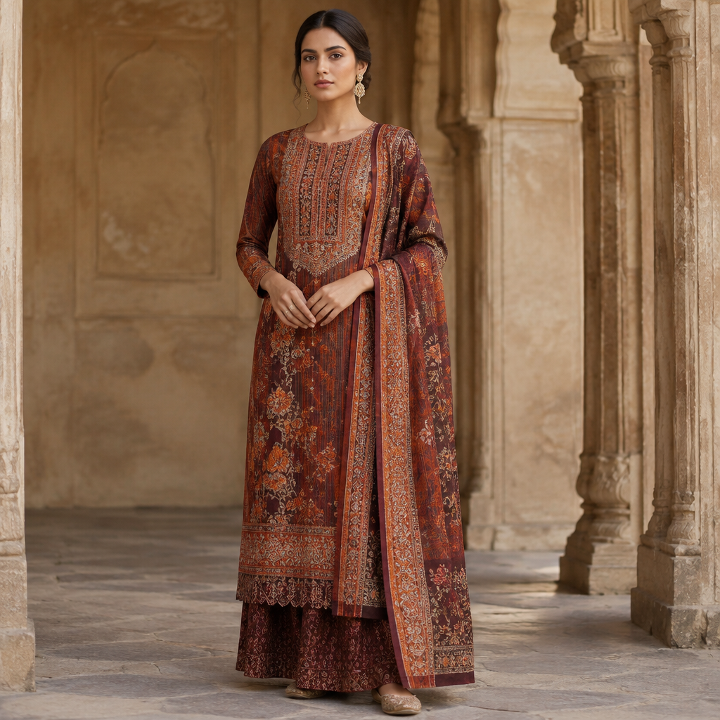 A Female Huipil design, suitable for Fall. Consider Indian fashion aesthetics — consider saree, lehenga, salwar kameez, kurti, anarkali; local fabrics like chanderi, banarasi, chikankari, block prints; vibrant colors and rich embroidery. Current season is Autumn in India. Present it as professional fashion catalogue photography: the garment is the subject, shown full-length with editorial styling, neutral posing and tasteful, non-suggestive framing.
photorealistic fashion design, A Female Huipil design, suitable for Fall. Consider Indian fashion aesthetics — consider saree, lehenga, salwar kameez, kurti, anarkali; local fabrics like chanderi, banarasi, chikankari, block prints; vibrant colors and rich embroidery. Current season is Autumn in India. Present it as professional fashion catalogue photography: the garment is the subject, shown full-length with editorial styling, neutral posing and tasteful, non-suggestive framing., just the design no text