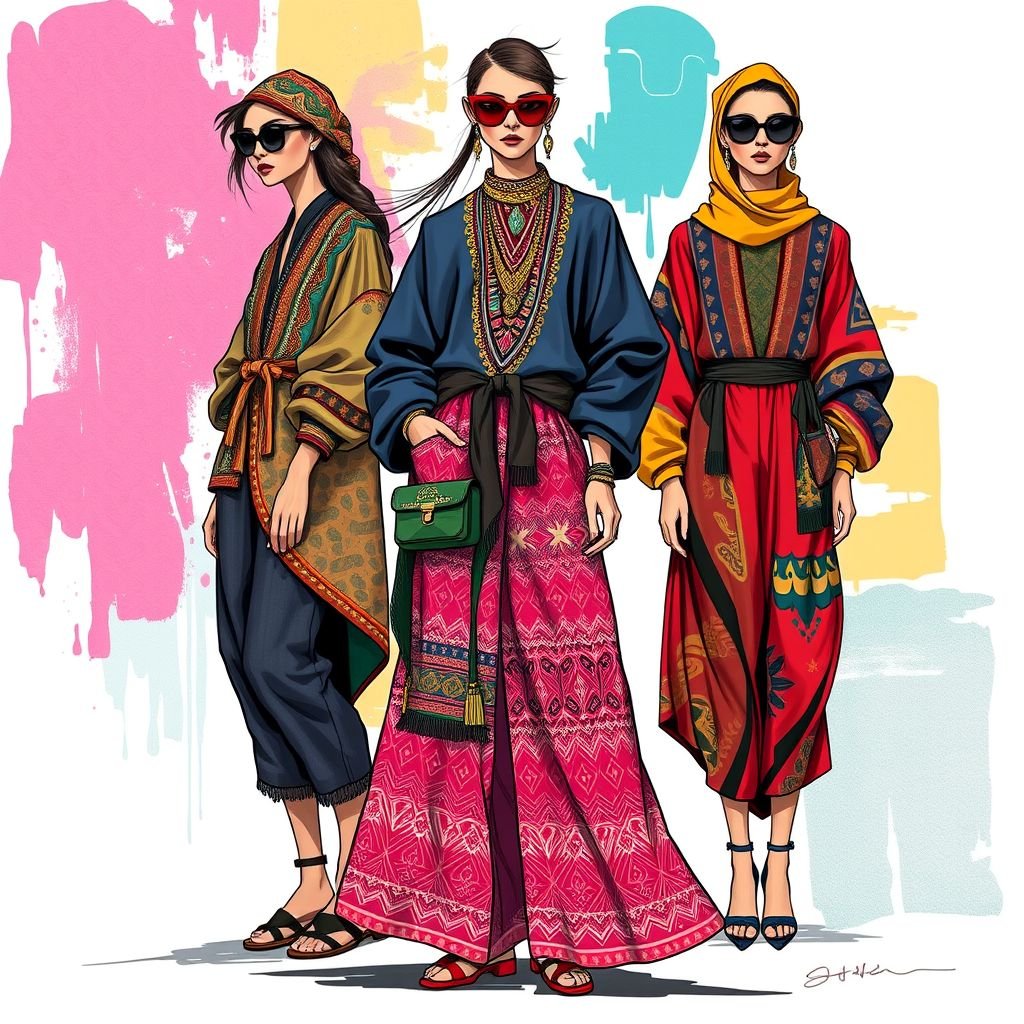 احب تصميم الأزياء
"Imagine a vibrant collection inspired by the fusion of traditional Middle Eastern motifs and contemporary streetwear. Combine flowing silks adorned with intricate embroidery, oversized silhouettes paired with structured accessories, and bold, geometric patterns. Incorporate rich jewel tones and unexpected textures, creating an eclectic style that celebrates cultural heritage while embracing modern urban flair."